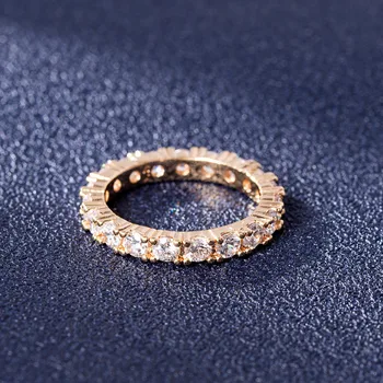 HOYON 18K Kulla Värvi Ühe Rea Täis Teemant, Kuld Stiilis Ring Naiste abielusõrmus Ehted lepinguosalise sünnipäeva kingitus