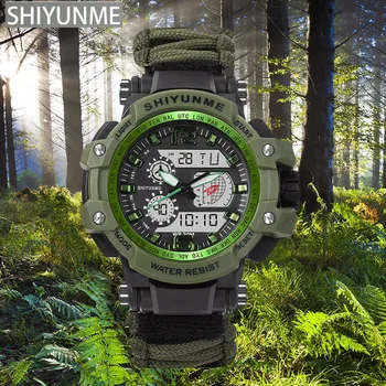 SHIYUNME Meeste Sõjalise Vaadata Luksus Brändi Meeste Spordi LED digitaalkell Veekindel Kompass, Termomeeter Ellujäämise Vaadata
