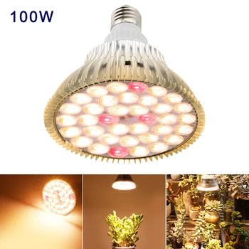 100W LED Grow Light Täieliku Spektri E27 Pirn Kasvab Fitolamp LED Sise-Hydroponics Growbox Lilled Taimede Kasvu Lamp