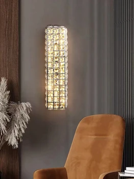 Seina Lamp Põhjamaade Juhitava LED Luxury Crystal Interjööri Seina Valgus, puldiga Peatamise Luminairas Kinnitusrakiseid Magamistuba