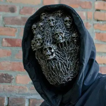 Auru Kolju Halloween Mask Realistlik Lateks Kogu Nägu Jube Kolju Pea Peakatted Õudus Mask Pool Halloween Teenetemärgi