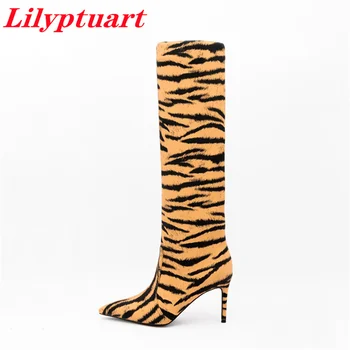 Naine Saapad Mood Retro, Leopard Printida Kõrge Kontsaga Lääne Kauboi Saapad, Kingad Naistele 2023 Disainer Luksus Paadid
