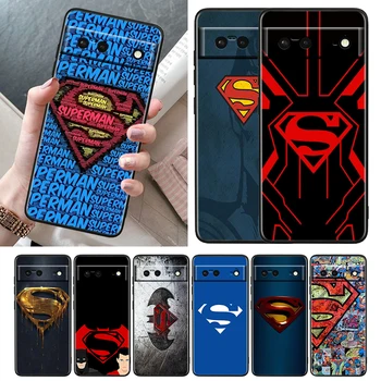 SM Kangelane Superman Logo Põrutuskindel puhul Google Pixel 7 6 Pro 6a 5 5 4 4 a XL 5G Silikoonist Pehme TPU Musta Telefoni Kate Capa Coque
