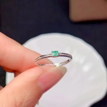 CoLife Ehted Fashion Smaragd Ring Noortele Tüdruk 2,5 mm Loomulik Smaragd Ring Engagement 925 Hõbe Emerald Ehted