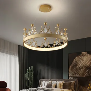 2021Crown Uus Põhjamaade kaasaegne led-lühter lihtne elutuba, magamistuba Crown Kristall Lühter Lamp