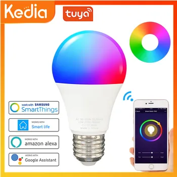 1TK Tuya 9W WiFi Smart LED Lambi B22 E27 Juhitava Tõmbamisega Pirn 100-240V RGB+C+W Lamp Smart Elu Tööd Alexa Google Kodu