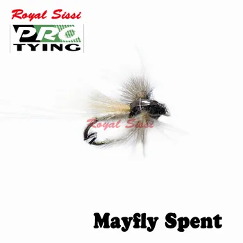 Royal Sissi käes seotud 6tk/box 14# mayfly kulutatud CDC sulg mayfly täiskasvanud lendab drake emerger kuiv lendab fly fishing putukas lendab