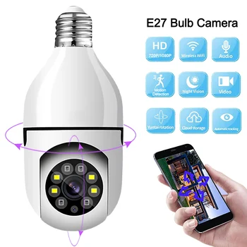 Wifi E27 LED HD 1080P IP Kaamera Öise Nägemise Täielik Värvi Automaatne Inimeste Jälgimise Kaks Heli 360 Kraadi Gimbal Jälgida Cam