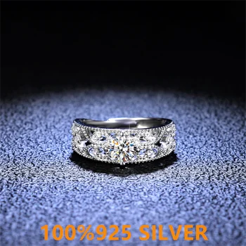 925 värvi pidav naiste Sterling Silver Ring D-VÄRV Mossan teemant õõnes läbi rõnga peen romantiline aastapäeva ehted