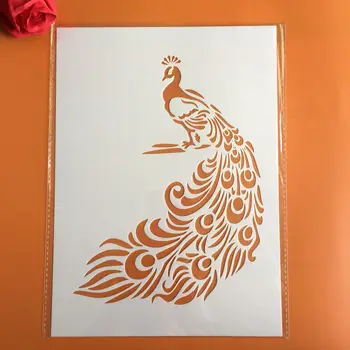 A4 29 * 21cm Loomade peacockl DIY Šabloonid Seina Maali Külalisteraamatusse Värvimine Reljeef Album Dekoratiivne Paber Card Template