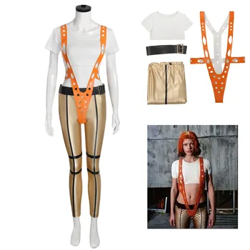 Takerlama Filmi Viies Element Leeloo Kostüüm Naine Topid Püksid Oranž Rihm Halloween Pool Cos Võõras Tüdruk Sobib