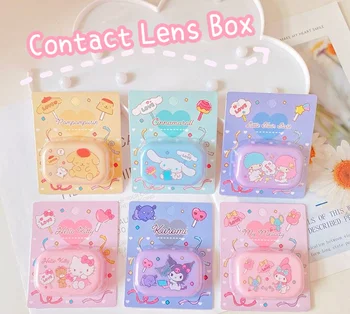 Cute Cartoon Sanrio Kontaktläätsede Puhul Box Kuromi Minu Meloodia Tüdruk Süda Mugav Mini Värvi Kontaktläätsede Hooldus Box