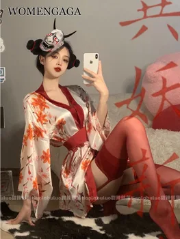 WOMENGAGA Cosplay Jaapani Stiilis Retro Prindi Mini Kleit Kõrge Vöö Kimono Sidemega Ühtne Neiu Hot Sexy Babes Magus Tops D3TC