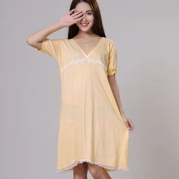 100% puuvill nightgowns naiste suvel sleepshirts 2022 uus aasta sügisel, v-kaeluse naine sleepwear teismeline tüdruk, lounge roheline kollane