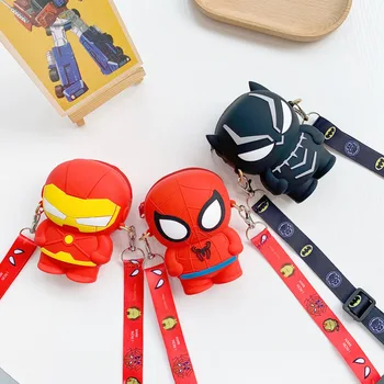 Q Versioon Ironman Spiderman Laste 3D Kott Mini õlakott, Cartoon Panther Silikoon Mündi Rahakott Poiss Crossbody Kotid