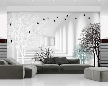 beibehang de papel parede Kohandatud kaasaegse uus elutuba abstraktse metsas 3D koridori TV taustapildina papier peint