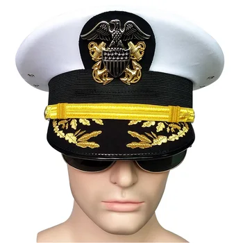Mereväe Ülem Ühise Põllumajanduspoliitika Kapten Valge Sõjalaeva Madrus Mereväe Ohvitser Mütsid Kotka Embleem Mehed Marines Sõjalise Tarvikud Admiral Mütsid