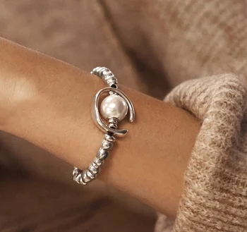 Yisheng sulamist pärlitega Käevõru, Hõbedane pannal, mood, logo, hulgimüük, uus 2021, Euroopa mood kingitus käevõru