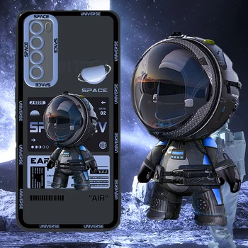Cartoon Astronaut Telefoni Puhul Huawei P50 P30 P40 P20 Mate 40 30 20 Pro Au 60 50 30S 8X 9X Nova 7 8 SE Silikoon tagakaas