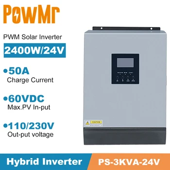 3000VA 2400W Puhas Siinus Hübriid Solar Inverter 24VDC Sisend 220VAC 110VAC Väljund 50A PWM Päikese Laadija Töötleja&AC Laadija