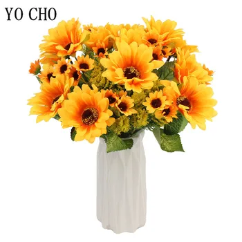 ÕS CHO tehislilled Taimed Sun Flower Kollane Suur Daisy Silk Kodu Aia Kaunistamiseks Chrysanthemum Pulm DIY Pool