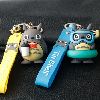 Anime Armas 3D Totoro Võtmehoidja Kawaii Peace Kassi Kotti Ripats Poiss, Tüdruk, Mehed, Naised, Sõbrad PVC Küljest Trossi Kella Võti Kingitus Tarvikud