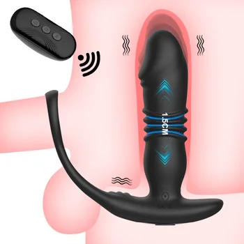 Anal Vibraator Teleskoop Eesnäärme Massaaz Meestele Butt Plug Stimulaator lükata Ejakulatsiooni Peenise Rõngas, Vibraator Dildo Meeste Sugu Mänguasjad