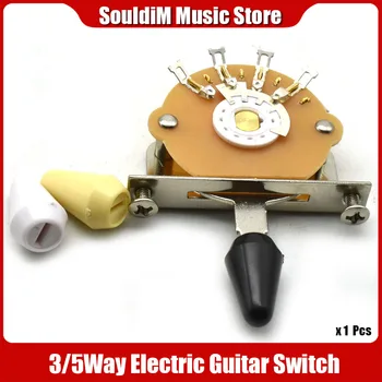 Electric Guitar 3-Way või 5-Way Pikap Lüliti Lülitab Lüliti (Must/Valge/Kollane Nupp