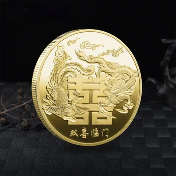Ütleb Fu Lu Shou Cai Hiina Traditsioonilise Kultuuri Kogumise Topelt Õnne Saabuma Dragon ja Phoenix mälestusmünte