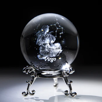 H&D 60mm 3D Nikerdamist Virgo kristallkuul Paberivajutis, mille Seista Tervendav Meditatsioon Klaasist Kera Fengshui Home Decor Loominguline Kingitus