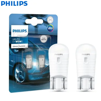 Philips LED Ultinon Pro3000 T10 W5W 6000K Valge suunatuli Lambid Auto Salongi LED Valgus Lugemis-Lambid 11961U30CWB2, Paar