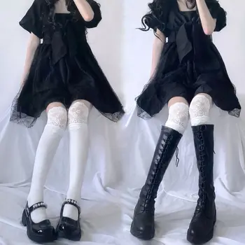 JK Valge Naiste Sokid Jaapani Pits Lolita Armas Samet Puuvill Sukad Puusa-Põlve-High Solid Color Mood Cosplay Kostüüm