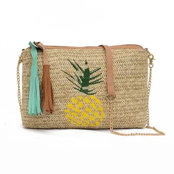 Suvel õled kott naiste 2020. aasta uus korea värsket ananassi beach loodusliku õlga Messenger bag mobiil mündi rahakott naistele