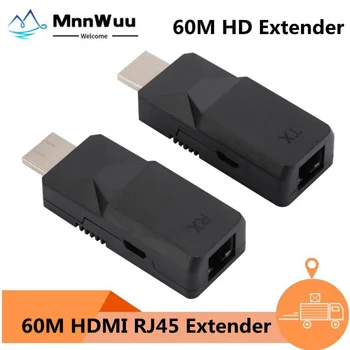 1 Paar HDMI-Extender Üle Cat5e Cat6 Ethernet Kaabel 60M Edastab Signaali Kadudeta 1080P HDMI, RJ45 Pika Vahemaa Pikendamine