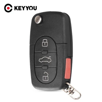 KEYYOU 4 Nuppu + Paanika asendusauto Remote Key Shell Audi A4 A6 A8 TT Koos Laba, 3+1 nupud CR2032