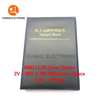 35 liiki x50pcs tavaliselt kasutatakse SMD LL34 1/2W 2V~68V Zener Dioodide Valik Kit Assortii Proovi Raamat