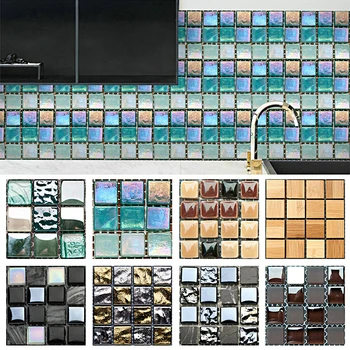 10 tk Veekindel Mosaiik Seina Kleebis DIY isekleepuvad Plaadid Kleebised Decor Vannituba Köök Home Decor Kunsti Tapeet