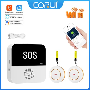 Tuya WiFi SOS Alarm Süsteem Smart Vanurite Hädaabi Piipar Uksekell Funktsioon Support 433MHz Juhtmevaba Anduri Smart Elu CORUI