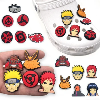 13Pcs Anime Naruto Karikatuurid Kinga Võlusid Pvc Akatsuki Punane Pilv Sharingan DIY Naljakas Sandaalid Teenetemärgi Kinga Aceessories Fännid Kingitus