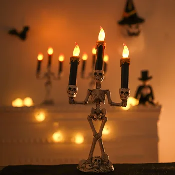 Halloween Teenetemärgi Kolju LED Küünlajalg Aku suitsuvaba Pvt Tuled Kõrvits Küünal Kummitab Kodu Baar Õudus Rekvisiidid 1tk