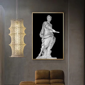 Must ja Valge Rooma Keiser Julius Skulptuur Caesar Kuju Canvas Poster Seina Maali Kunst Pildid elutuba Teenetemärgi