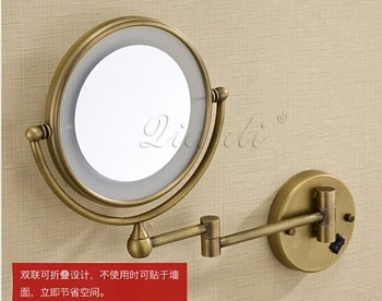 Antiik/Kuld/Kroom Vannitoa Seinale Paigaldatud 8 tolline Messing 3X/1X Suurendusklaasi Peegel LED Valgus Kokkuklapitavad Meik Peegel Kosmeetiline Peegel