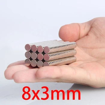 Hot Müük 10/20/50/100 TK 8x3 Haruldaste Muldmetallide Tugev Magnet Läbimõõt 8x3mm-Väike Ümmargune Magnet 8x3 Alalise Neodüüm Magnet D8*3mm