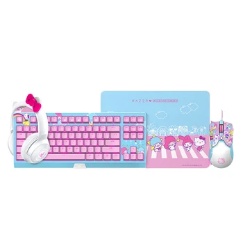 Sanrios Kawaii Razer Hello Kitty Limited Edition Gaming Mouse Mehaaniline klaviatuur, Kõrvaklapid Sülearvuti Meloodia Minu Cute Cartoon Kingitus