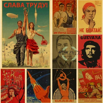 Nõukogude NSVL CCCP Plakatid Kuulsus Stalini Retro Jõupaber Kleebis Vintage Tuba Home Bar Cafe Decor Esteetiline Kunst Seina Värvimine