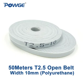 POWGE 50Meters Trapets T2.5 Avatud sünkroonne hammasrihm laius 10mm terasest, Polüuretaan-PU T2.5-10 avatud Vöö rihmaratas 3D-printer
