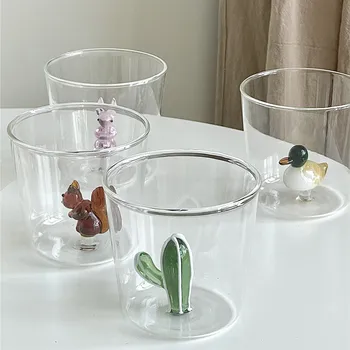 Loominguline Vesi Trumlis Klaasist Karika 3D Cactus Squral Jänes Pardi Pardipoeg Selge Cup Tabel Decor Drinkware 1 tk