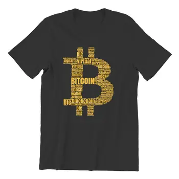 Meeste T-Särk Bitcoin Logo Tüpograafia, Kunsti Puuvill Tee Särk Virtuaalne Valuuta Hash Minu Vining Litecoin T-Särk Riided Kingitus Idee