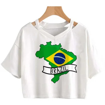 brasiilia lipu riided naiste esteetiline harajuku 2022 y2k riided valge t-särk harajuku harajuku kawaii