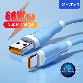 6A 66W USB Type C Kaabel 100W Kiire Laadimine Traat OPPO Oneplus Huawei P30 P40 Samsung Realme C Laadija USB Data Juhe
